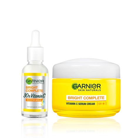 Buy Garnier Bright Complete (Vitamin C Serum, 30ml + Bright Complete Face serum cream UV, 45 g) - Combo Pack-Purplle