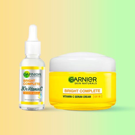 Buy Garnier Bright Complete (Vitamin C Serum, 30ml + Bright Complete Face serum cream UV, 45 gm) - Combo Pack-Purplle