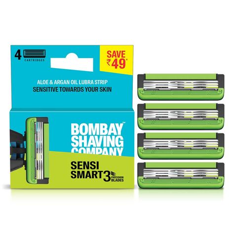 Buy Bombay Shaving Company Sensi Smart 3 Cartridge (Pack of 4)-Purplle