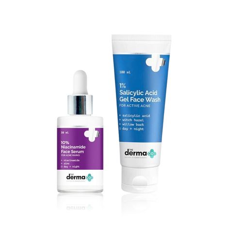 Buy The Derma co. 10% Niacinamide Face Serum for Acne Marks + The Derma Co.1% Salicylic Acid Gel Face Wash with Salicylic Acid & Witch Hazel for Active Acne - 100 ml-Purplle