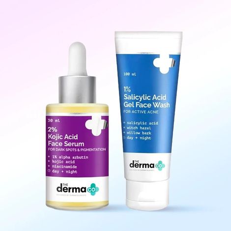 Buy The Derma Co.2% Kojic Acid Face Serum with 1% Alpha Arbutin & Niacinamide for Dark Spots And Pigmentation (30 ml) + The Derma Co.1% Salicylic Acid Gel Face Wash with Salicylic Acid & Witch Hazel for Active Acne - 100 ml-Purplle