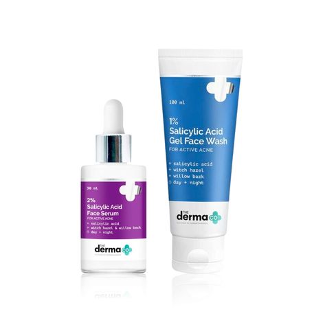 Buy The Derma Co.1% Salicylic Acid Gel Face Wash with Salicylic Acid & Witch Hazel for Active Acne - 100 ml + The Derma co.2% Salicylic Acid Face Serum for Active Acne Marks-Purplle