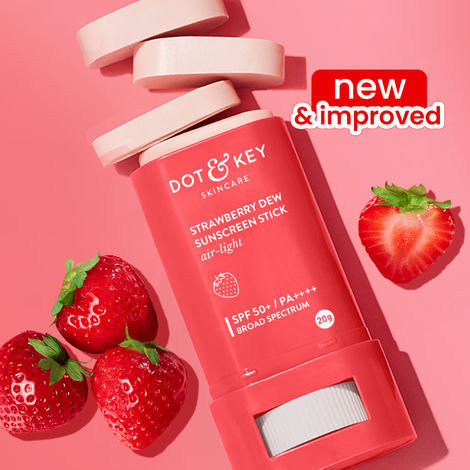 Buy Dot & Key Strawberry Dew Sunscreen Stick with SPF 50 PA+++ Air-Light | Easy & Mess-Free Reapplication | Blocks UVA+UVB rays | No Chalky Residue, No White Cast | All Skin Type Sunscreen Stick for Men & Women | 20 gm-Purplle