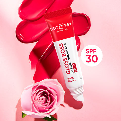 Buy Dot & Key Rose Blush Lip Balm for soft and naturally pink lips| SPF 30 & Vitamin C+E| Fades lip pigmentation & Control Lip Tanning - 12g-Purplle