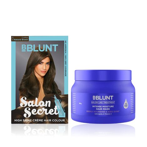 Buy BBLUNT Salon Secret High Shine Creme Hair Colour Natural Brown 4.31 (100 gm) With Shine Tonic (8 ml)+Intense Moisture Hair Mask with Jojoba Oil & Vitamin E for Nourished & Shiny Hair - 250 g-Purplle