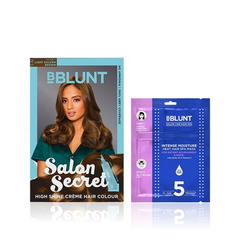 Buy BBLUNT Salon Secret High Shine Creme Hair Colour Light Golden Brown 5.32 (100 gm) With Shine Tonic (8 ml)+BBLUNT Intense Moisture Heat Hair Spa Mask with Jojoba Oil & Vitamin E - 70 gm-Purplle
