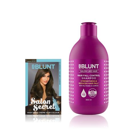 Buy BBLUNT Salon Secret High Shine Creme Hair Colour Coffee Natural Brown 4.31 ( 100 g+8ml)+BBLUNT Hair Fall Control Shampoo with Pea Protein & Caffeine for Stronger Hair (300 ml)-Purplle