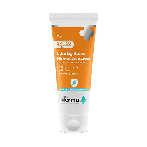 Buy The Derma Co. Ultra Light Zinc Mineral Sunscreen with SPF 50 PA+++ For Broad Spectrum, UVA ,UVB & Blue Light Protection - 50g-Purplle