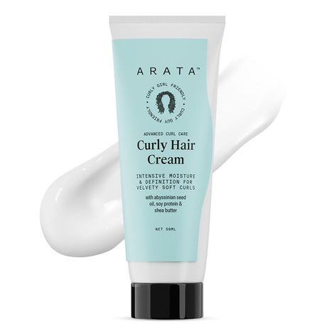 Buy Arata Advanced Curl Care Curly Hair Cream (50 ML) For Velvety Soft Curls | Intensive Moisture, Curl Definition & Plant-Based Styling | Abyssinian Seed Oil, Soya Protein & Shea Butter | CG Approved-Purplle