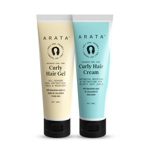 Buy Arata Advanced Curl Care Curly Hair Cream 50 ml & Advanced Curl Care Curly Hair Gel 50 ml | Intensive Moisture & All-Season Curl Definition | Natural Oils, Protein-Purplle