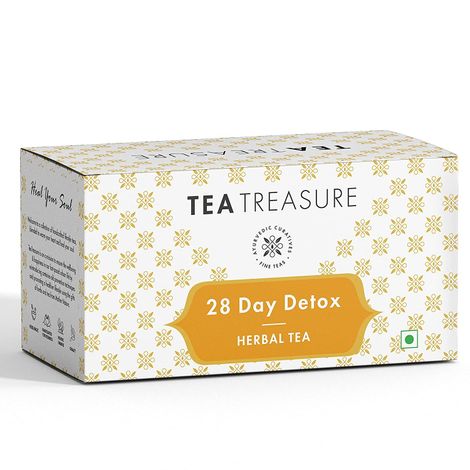 Buy TeaTreasure 28 Days Detox with Garcinia Combogia and Oolong for Weight Management, Belly Fat and Skin Glow - 1 TeaBox (18 Pyramid Tea Bags)-Purplle
