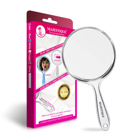 Buy Majestique Dual Side Large Handheld Mirror, 1X/10X Magnifying Mirror Perfect for Shaving, Makeup - Multicolor-Purplle