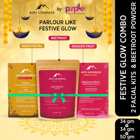Buy Alps Goodness Festive Combo (Pack of 3) | Beetroot Powder, Gold Facial Kit & Dragon Fruit | Festive Combo | Facial Kit & beetroot powder | Best for glowing skin | Super savings pack | Best gift for women-Purplle