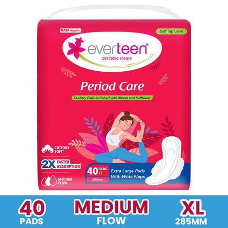 Buy everteen Period Care XL Soft 40 Sanitary Pads Enriched with Neem and Safflower For Medium Flow - 1 Pack (40 Pads)-Purplle