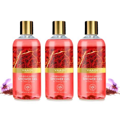 Buy Vaadi Herbals Luxurious Saffron Shower Gel Value Pack of 3 (300 ml x 3)-Purplle