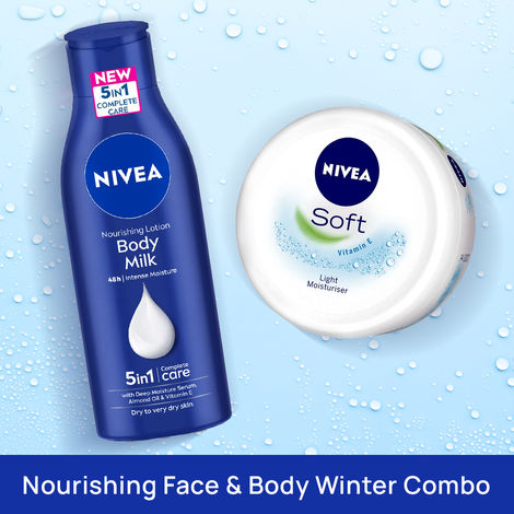 Buy NIVEA Nourishing Body Milk + NIVEA Soft Light Cream Combo (200ml + 100ml)-Purplle