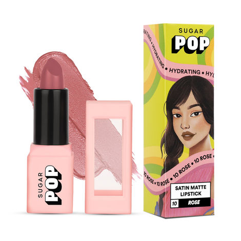 Buy SUGAR POP Satin Matte Lipstick - 10 Rose (Soft Pink) - 3 gm - Infused with Vitamin E, Shea Butter & Jojoba Oil l Full Coverage, Ultra Pigmented, Hydrating, Weightless Formula l Lipstick for Women-Purplle