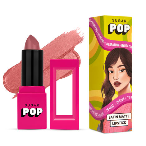 Buy SUGAR POP Satin Matte Lipstick - 10 Rose (Soft Pink) - 3 gm - Infused with Vitamin E, Shea Butter & Jojoba Oil l Ultra Pigmented, Hydrating, Weightless Formula-Purplle