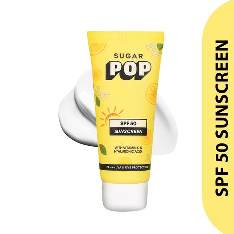 Buy SUGAR POP SPF 50 Sunscreen with Vitamin C and Hyaluronic Acid - 50 gms - Lightweight | Non-greasy | No white cast | Suits all skin types-Purplle