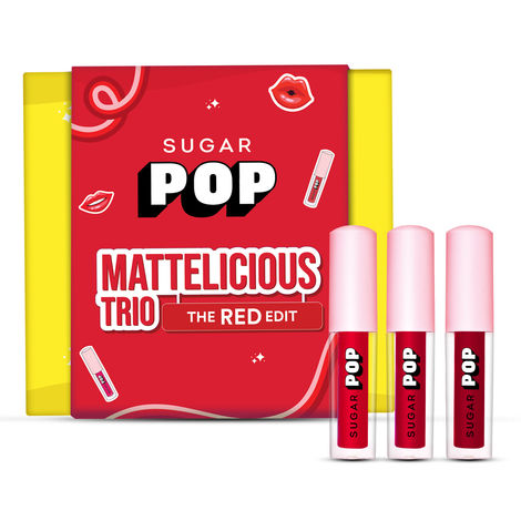 Buy SUGAR POP Mattelicious Trio - The Red Edit | Set of 3 Red Matte Lipcolours | Non-drying, Transfer-proof & Smudgeproof | Suits All Skin Tones-Purplle
