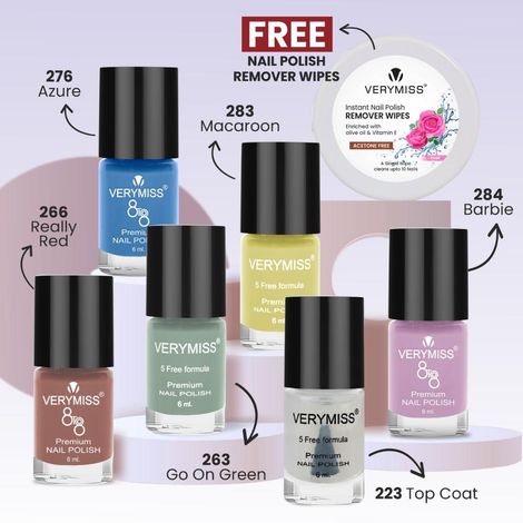 Buy Verymiss Premium Nail Polish Kit (Set Of 6) 36 Millilitres-Purplle