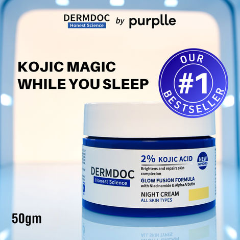 Buy DERMDOC 2% Kojic Acid Glow Fusion Formula Night Cream (50 gm) | Skin Brightening I Targets Pigmentation I With Niacinamide & Alpha Arbutin-Purplle