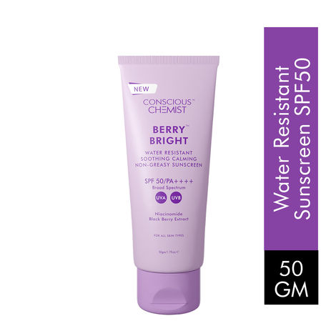 Buy Conscious Chemist Berry Bright Sunscreen|SPF 50 PA ++++|UVA/UVB Protection|Radiance Boost, Non-Greasy|Niacinamide & Berry Extracts- 50 ml-Purplle