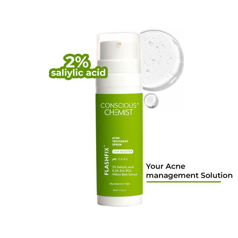 Buy Conscious Chemist Flashfix Acne Treatment Serum | 2% Salicylic Acid & 0.5% Zinc PCA - 30 ml-Purplle