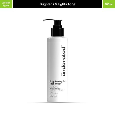 Buy UNDERATED Brightening Gel Face wash Powered with Vitamin C L-Ascorbic Acid, Mulberry, Green Tea and Natural AHA and BHA Complex | 100 ml-Purplle