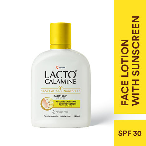 Buy Lacto Calamine Face Lotion with Sunscreen SPF 30 | Kaolin Clay, Zinc Oxide |Absorbs excess oil + Sun Protection PA+++ UVA/UVB | Paraben Free | 120 ml-Purplle