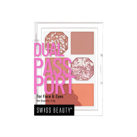 Buy Swiss Beauty Dual Passport Eyeshadow Palette with 4 Eyeshadows & 2 Blushers | Highly Pigmented | Long-Lasting | Blendable | For All Skin Types 2-Dinner Date-Purplle