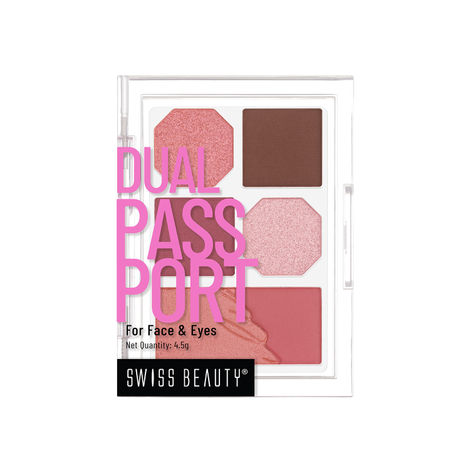 Buy Swiss Beauty Dual Passport Eyeshadow Palette with 4 Eyeshadows & 2 Blushers | Highly Pigmented | Long-Lasting | Blendable | For All Skin Types 3-Party Ready-Purplle