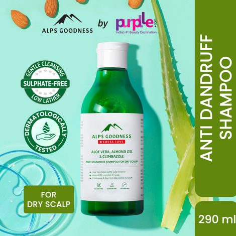 Buy Alps Goodness Aloe Vera, Almond Oil & Climbazole Anti-Dandruff Shampoo for Dry Scalp (290ml) | Sulphate Free Shampoo| Silicone Free Shampoo | Gentle & Mild Cleansing Shampoo| Anti-Dandruff Shampoo| Shampoo for Dry Hair| Shampoo for Dry Scalp-Purplle