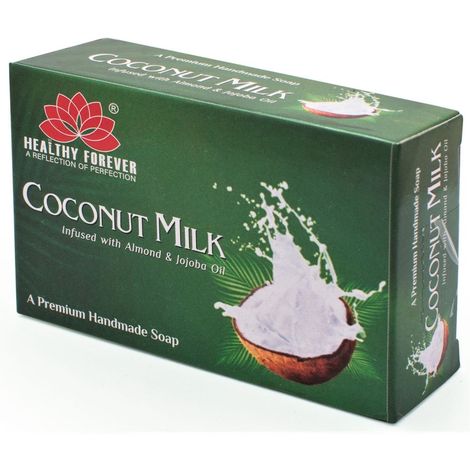 Buy Healthy Forever Natural Handmade Virgin Coconut Milk Soap, almond & jojoba oil for Acne, Pimple 120 gm-Purplle