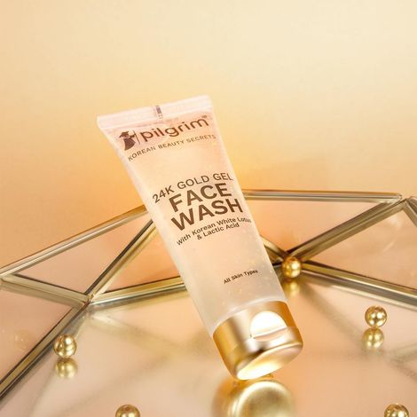 Buy Pilgrim 24k Gold Face wash with Korean White Lotus & Lactic Acid, 80 ml, helps Enhancing Natural Glow & Evens Skin Tone, for All Skin Types- Men & Women-Purplle