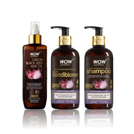 Buy WOW Skin Science Onion Black Seed Oil Restore & Rejuvenate Haircare kit (Shampoo + Hair Conditioner + Hair Oil) 800 ml-Purplle