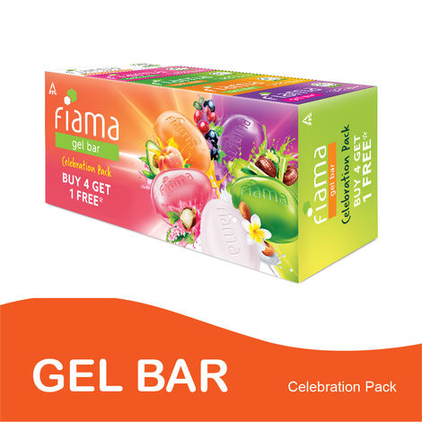Buy Fiama Gel Bar Celebration Pack With 5 unique Gel Bars & Skin Conditioners For Moisturized Skin, 125 gm Soap (Buy 4 Get 1 Free)-Purplle