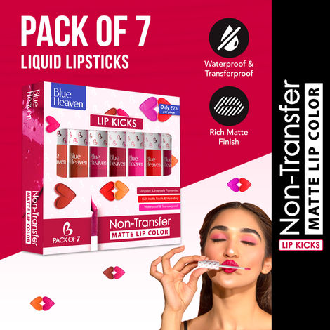 Buy Blue Heaven Lip Kicks Non Transfer Lip Color Pack of 7, 19.6 ml-Purplle