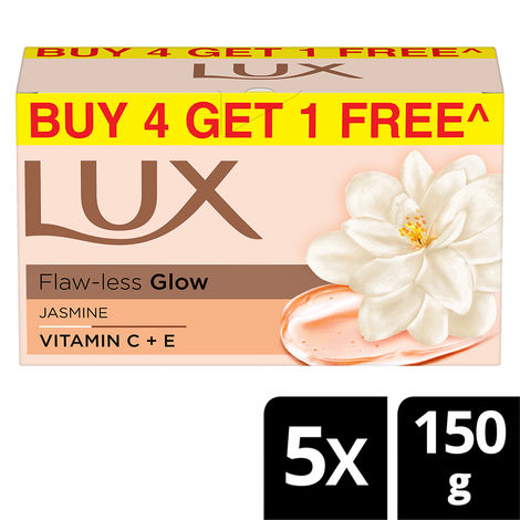 Buy Lux Flaw-less Glow Bathing Soap infused with Vitamin C & E |For Superior Glow|Buy 4 Get 1 Free|150g-Purplle