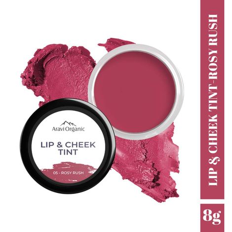 Buy Aravi Organic Lip and Cheek Tint - With Goodness of Vitamin E & Candelila Wax - Nourishes & Hydrates Dry Chapped Lips, Blush & Eyeshadow Fo All Skin Types - 8 gm (Rosy Rush)-Purplle