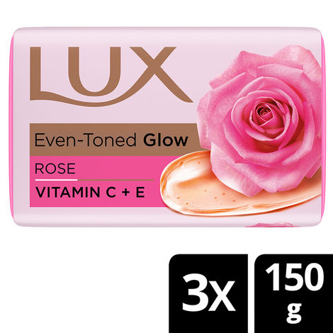 Buy Lux Even-toned Glow Bathing Soap infused with Vitamin C & E | For Superior Glow | 150g x 3-Purplle