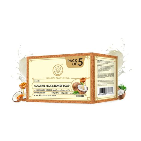 Buy Khadi Natural Coconut Milk & Honey Handmade Soap| Reduce stretch marks & Acne (Pack of 5) - 625 g-Purplle