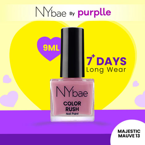 Buy NY Bae Color Rush Nail Paint - Majestic Mauve 13 (9 ml) | Chip Resistant | Long Lasting | Quick Dry | Gel Nail Polish-Purplle