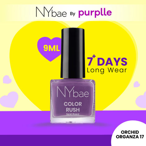 Buy NY Bae Color Rush Nail Paint - Orchid Organza 17 (9 ml) | Chip Resistant | Long Lasting | Quick Dry | Gel Nail Polish-Purplle