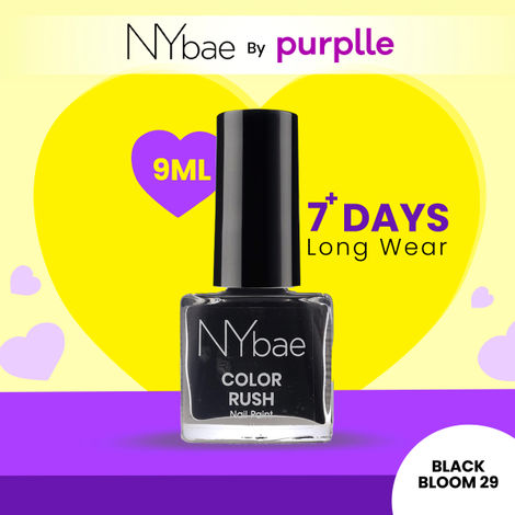 Buy NY Bae Color Rush Nail Paint - Black Bloom 29 (9 ml) | Chip Resistant | Long Lasting | Quick Dry | Gel Nail Polish-Purplle