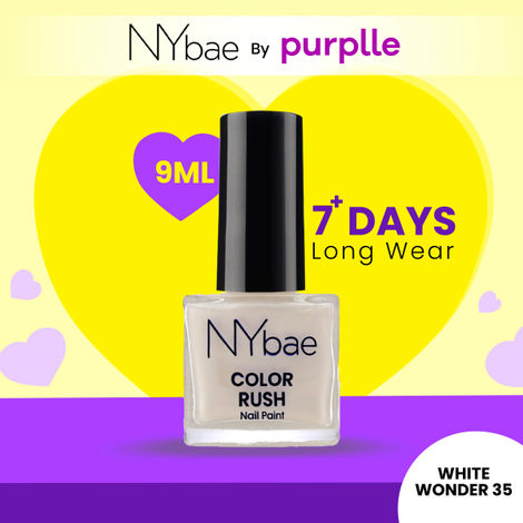 Buy NY Bae Color Rush Nail Paint - White Wonder 35 (9 ml) | Chip Resistant | Long Lasting | Quick Dry | Gel Nail Polish-Purplle