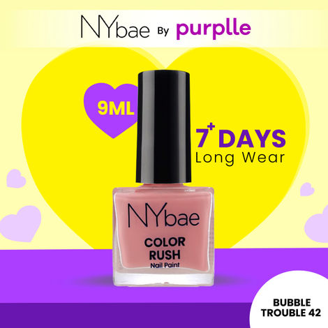 Buy NY Bae Color Rush Nail Paint - Bubble Trouble 42 (9 ml) | Chip Resistant | Long Lasting | Quick Dry | Gel Nail Polish-Purplle