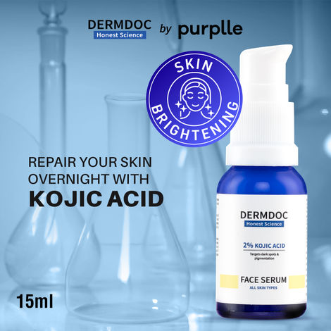 Buy DERMDOC 2% Kojic Acid Face Serum (15 ml) | Brightening & Anti-Pigmentation | Fades Dark Spots, Evens Skin Tone & Enhances Glow-Purplle