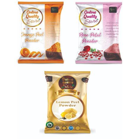 Buy Online Quality Store 100% Pure, Organic Lemon Peel Powder (50 gm ), Orange Peel Powder (50 gm ) & Rose Powder (50 gm ) - Lemon Face Cleanser & Face Mask | Orange Powder{Lemon_orange_rose_50 gm}-Purplle