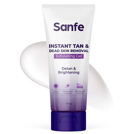 Buy Sanfe Instant Tan & Dead Skin Removal Exfoliating Gel | Visibly Removes Tan | Exfoliates Dead Skin in Minutes | Smooth & Bright Skin | 100 gm-Purplle